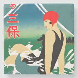 Japansk reseturism Poster 1930-talet Art Deco Girl Stenunderlägg