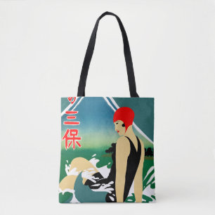 Japansk reseturism Poster 1930-talet Art Deco Girl Tygkasse