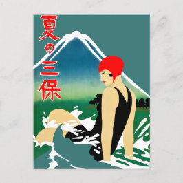 Japansk reseturism Poster 1930-talet Art Deco Girl Vykort