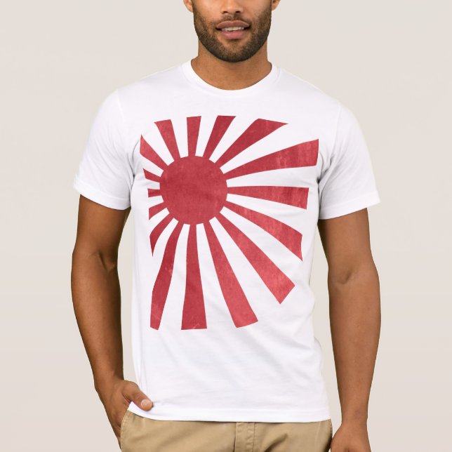 Japansk resningsolflagga (som bedrövas lätt) t shirt (Framsida)
