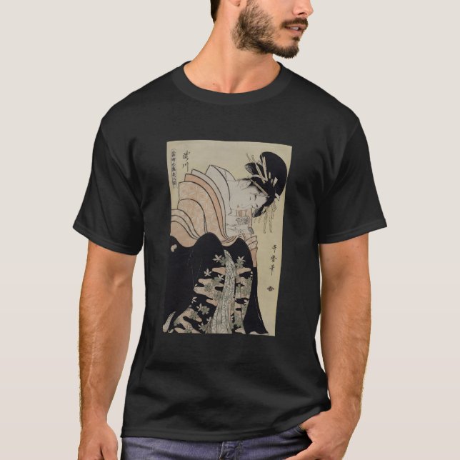 Japansk Retro Artwork Takigawa från Tea House T Shirt (Framsida)