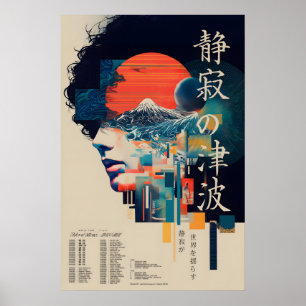 Japansk Retro Futuristisk Affisch - Tyst Tsunami