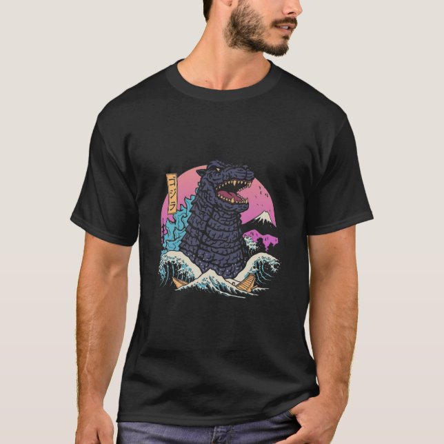 Japansk retro Kung Kaiju Wave T Shirt (Framsida)