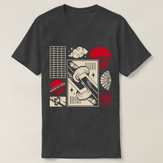 Japansk Retro Samuraj Katana Estetiskt Mönster T Shirt