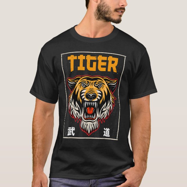Japansk Retro Tiger-Vintage T Shirt (Framsida)