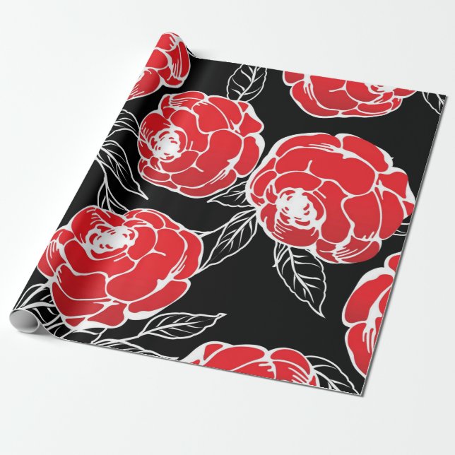Japansk Ro-blomma Presentpapper (Utrullad)