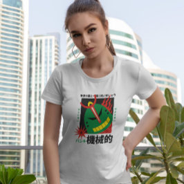 Japansk Robot Grönt Head T Shirt