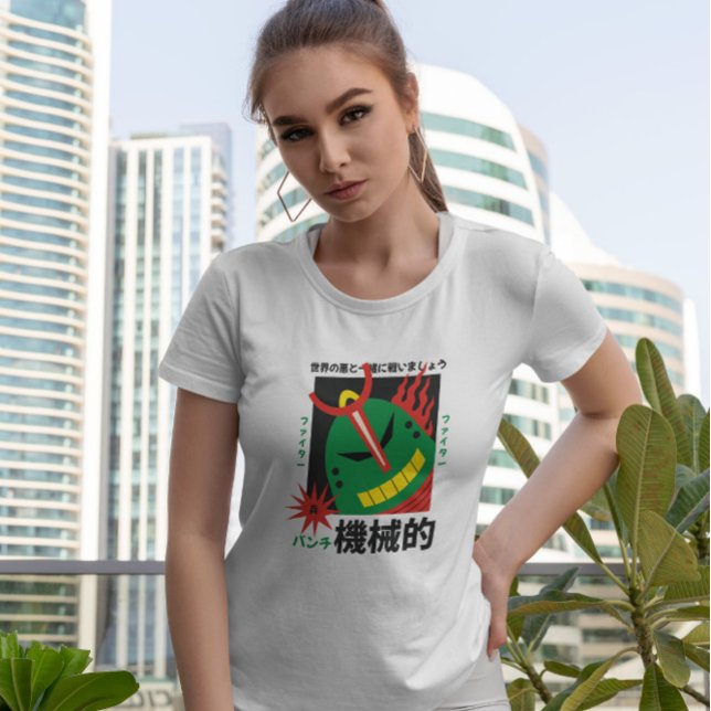Japansk Robot Grönt Head T Shirt (Skapare uppladdad)