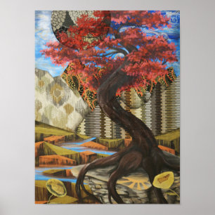 Japansk röd aple Surreal Ligcape Art Skriv ut Poster