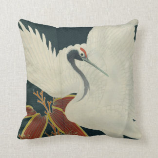 Japansk röd krona Crane Vintage Fine Art Kudde