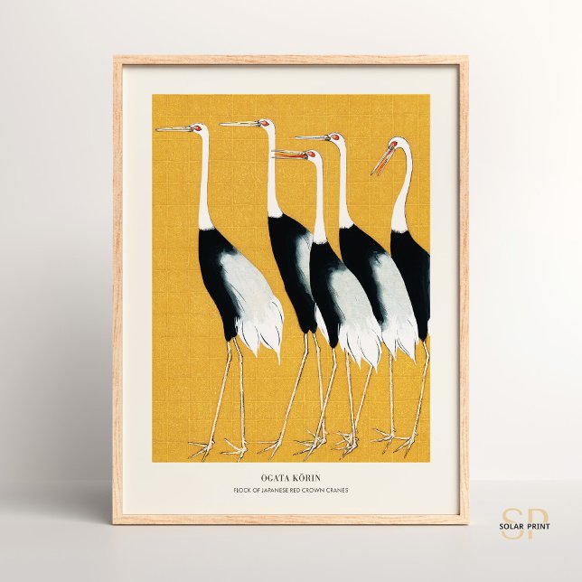Japansk röd Krona Cranes Flock Ogata Korin Poster (Skapare uppladdad)