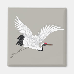 Japansk röd kronad Crane Fine Art Magnet