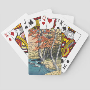 Japansk röd lönn flod Shin-hanga affisch Casinokort