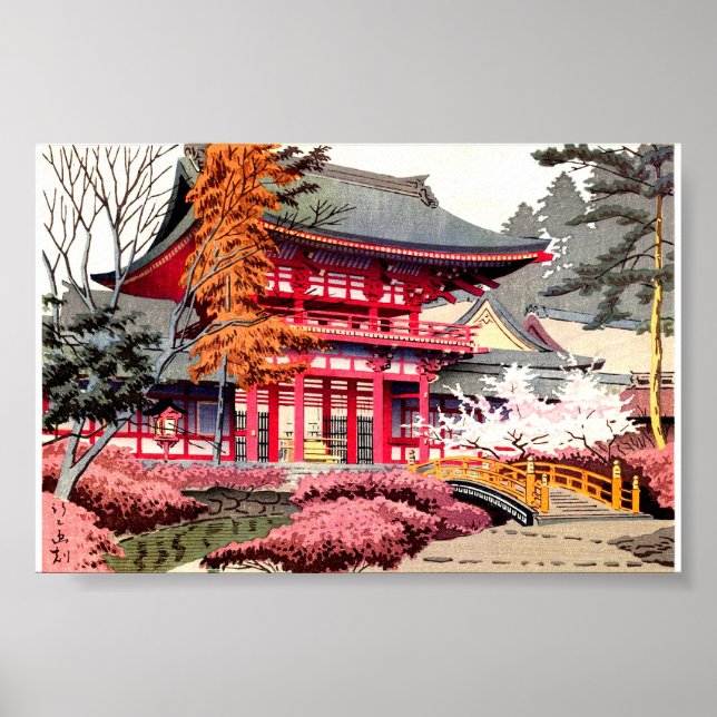 Japansk röd tempel vår poster (Framsidan)