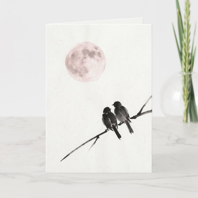Japansk romantisk tyst Valentine-kort Helgkort (Framsida)