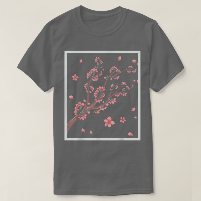 Japansk Rosa Flower Blommar Sakura Cherry Blommar T Shirt (Design framsida)