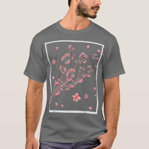 Japansk Rosa Flower Blommar Sakura Cherry Blommar T Shirt