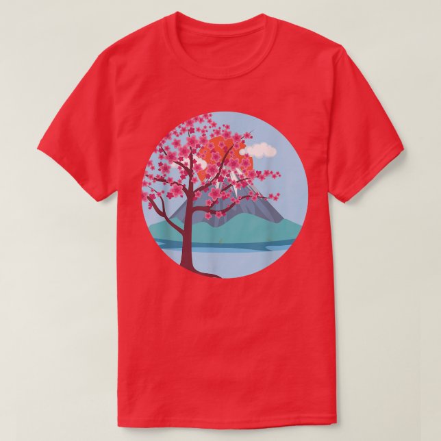Japansk Rosa Flower Söt Sakura Cherry T Shirt (Design framsida)