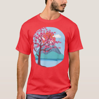 Japansk Rosa Flower Söt Sakura Cherry T Shirt