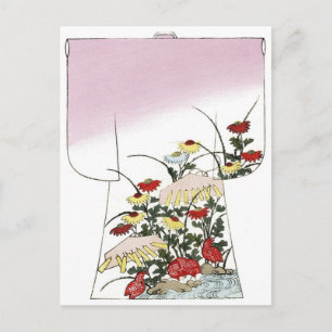 Japansk Rosa Kimono Woodblock-design Vykort