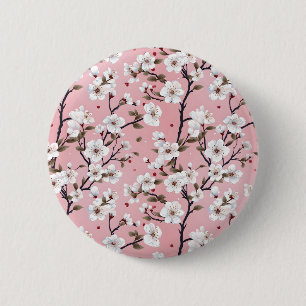 Japansk Rosa Körsbärsblom Sakura Blommig Vår Knapp