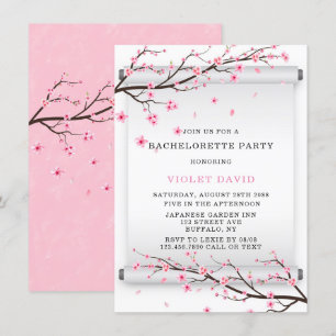 Japansk Rulla Cherry Blommar Bachelorette Party Inbjudningar