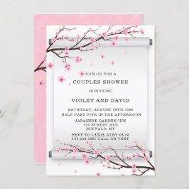Japansk Rulla Cherry Blommar Träd Par Shower Inbjudningar