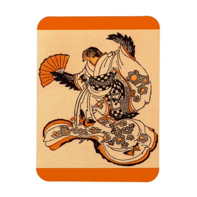 Japansk saga Tunga klippt Sparrow Magnet (Vertikal)