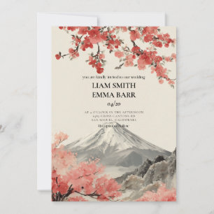 Japansk Sakura Bröllopsinbjudan Inbjudningar