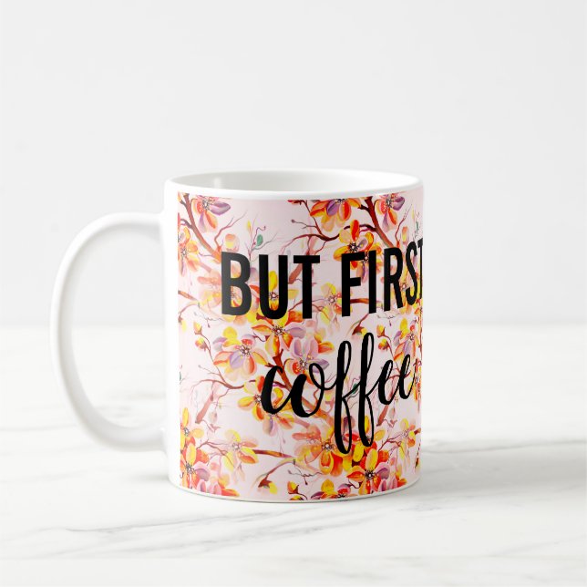 Japansk Sakura Cherry Träd Flowers Typography Kaffemugg (Vänster)