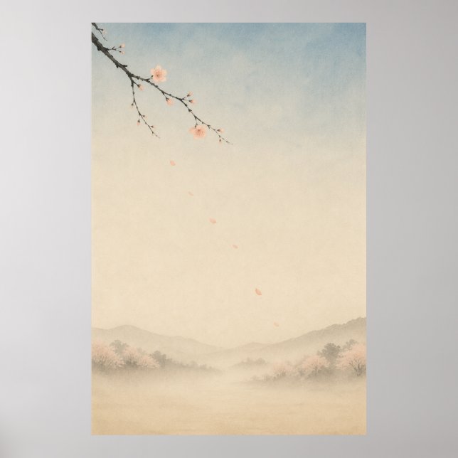 Japansk Sakura-flod Japandi Väggkonstaffisch Poster (Framsidan)