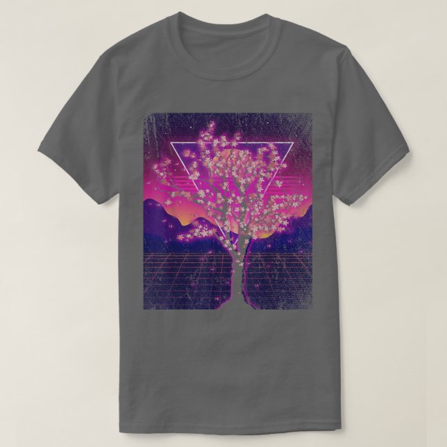Japansk Sakura Flower Blommar 90s Vaporwave Cherr T Shirt (Design framsida)