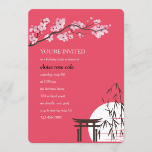 Japansk Sakura-Födelsedagsfest Inbjudningar