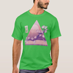Japansk Sakura Rosa Flower 80s Vaporwave Cherry B T Shirt