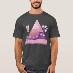 Japansk Sakura Rosa Flower 80s Vaporwave Cherry B T Shirt