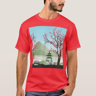 Japansk Sakura Rosa Flower Japan Träd Cherry Blos T Shirt