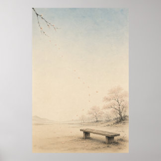 Japansk Sakura-stig Japandi Väggkonstaffisch Poster
