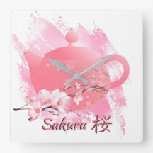 Japansk Sakura tekanna väggklocka