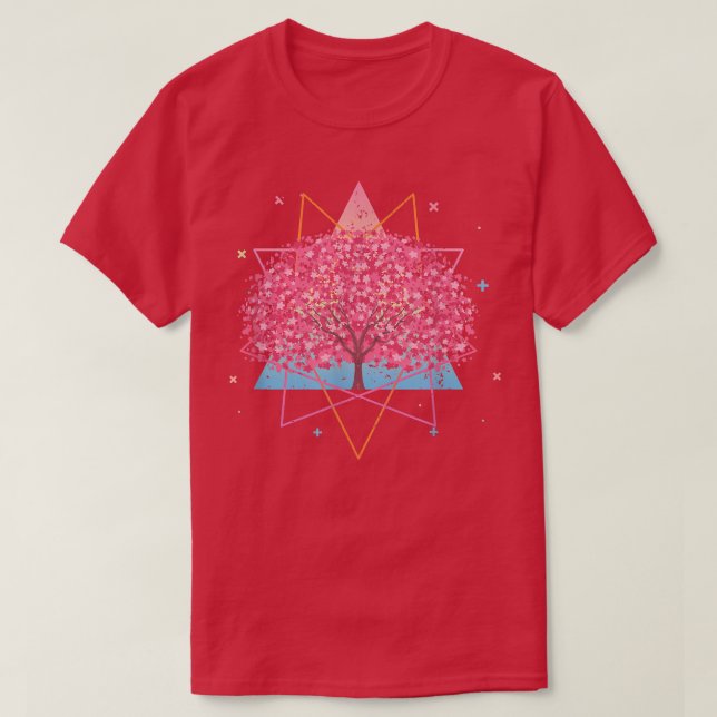 Japansk Sakura Träd Flower Blommar Vaporwave Cher T Shirt (Design framsida)