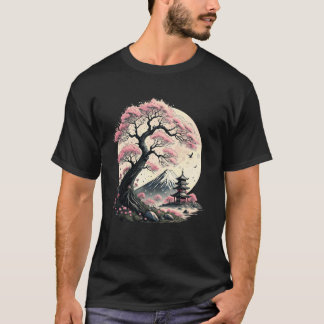 Japansk Sakura-trädgård Geisha Mount Fuji Körsbärs T Shirt
