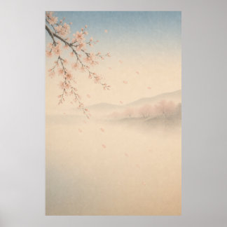 Japansk Sakura vattenfall Japandi Väggkonstaffisch Poster