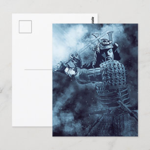 Japansk SAMURAI Abstrakt Warrior Mystical Art Vykort