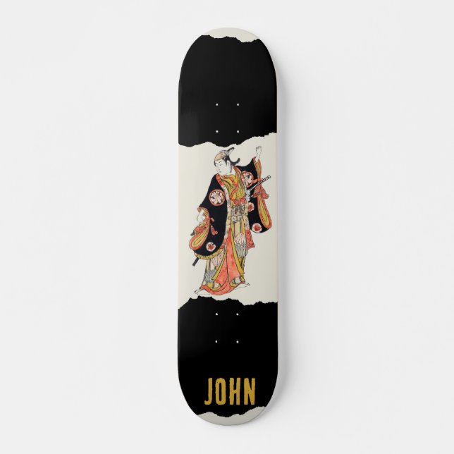 Japansk samurai Black Skateboard (Framsida)