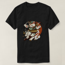 Japansk samurai Cat Man och kvinnans T-shirt