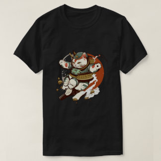 Japansk samurai Cat Man och kvinnans T-shirt
