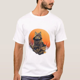 Japansk samurai cat tattoto kawaii ninja cat Long T Shirt