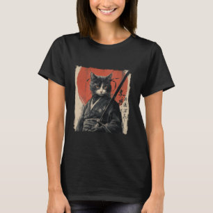 Japansk samurai Cat Ukiyo-e Warrior Art Japan Vin T Shirt