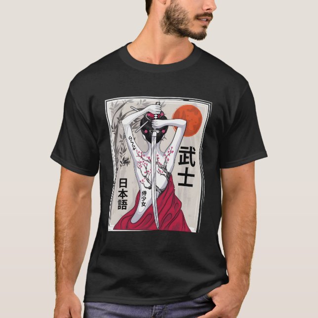 Japansk samurai Culture Scenery Sakura Cherry T Shirt (Framsida)
