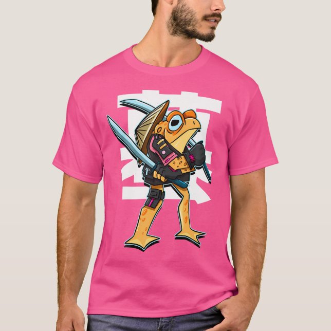 Japansk samurai Fighter Warrior Funny Tecknad Frog T Shirt (Framsida)