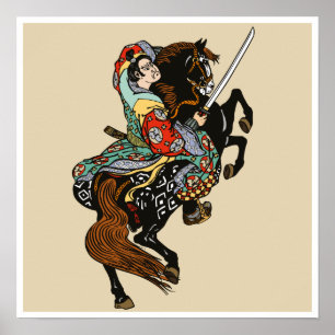 Japansk samurai horseman poster